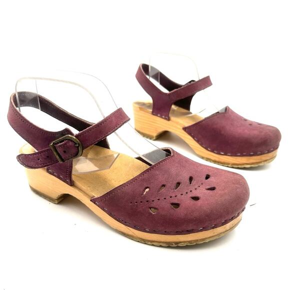 9873/ahorr Vollsjö women's Clogs Made Of Wood Leather/Suede 38/8 - Picture 1 of 11